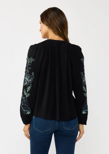 Embroidered Vines Button Down Blouse