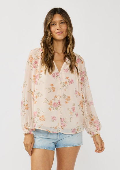 The Blush & Sage Soft Floral Print Blouse