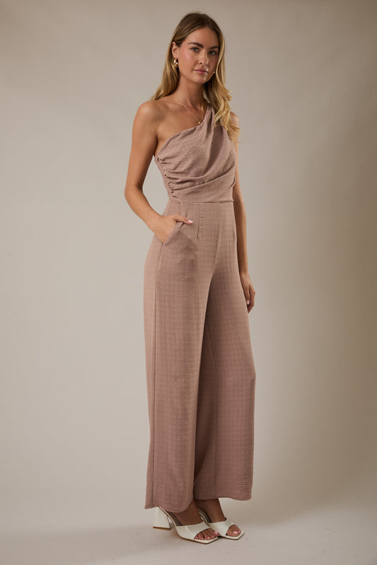 The One-Shoulder Muse Ruched Jumpsuit
