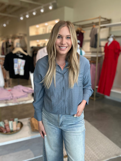 Blue Horizon Button-Up Blouse