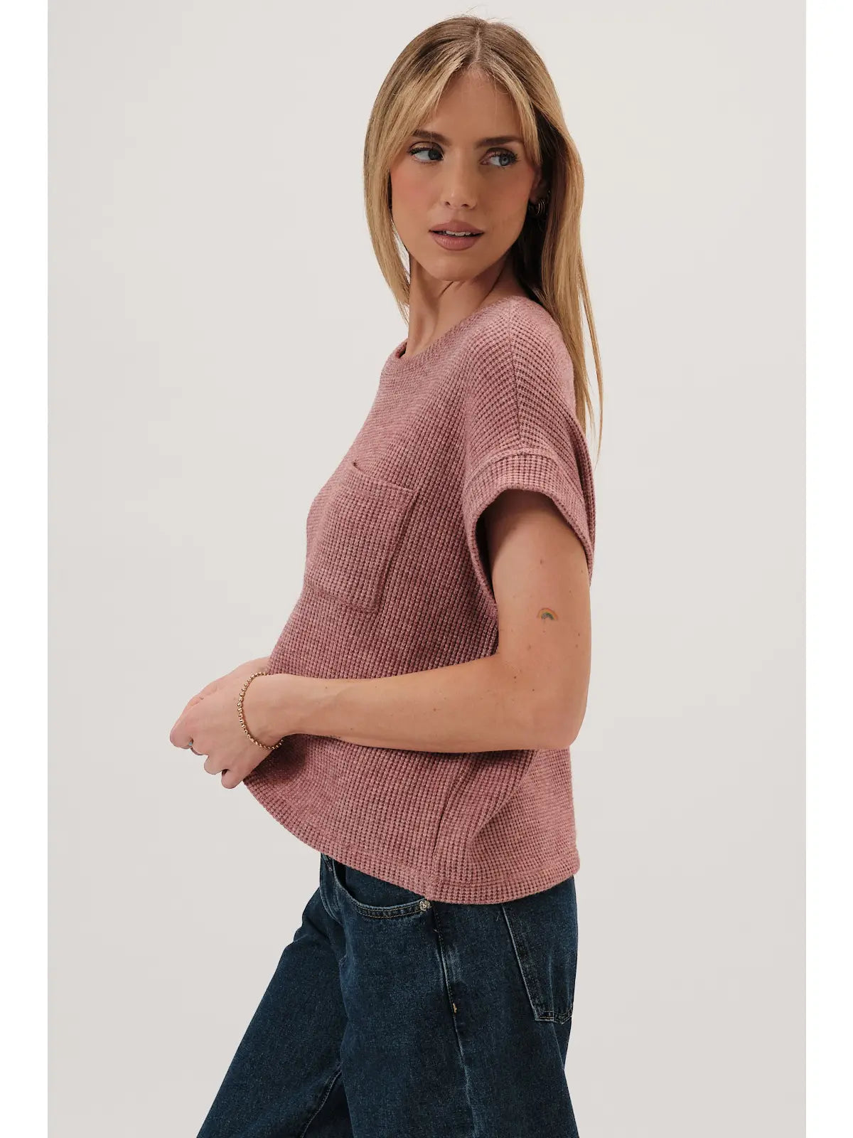 Rosewood Waffle Knit Tee