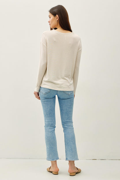 Soft Knit Henley Long Sleeve Top