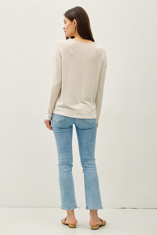 Soft Knit Henley Long Sleeve Top