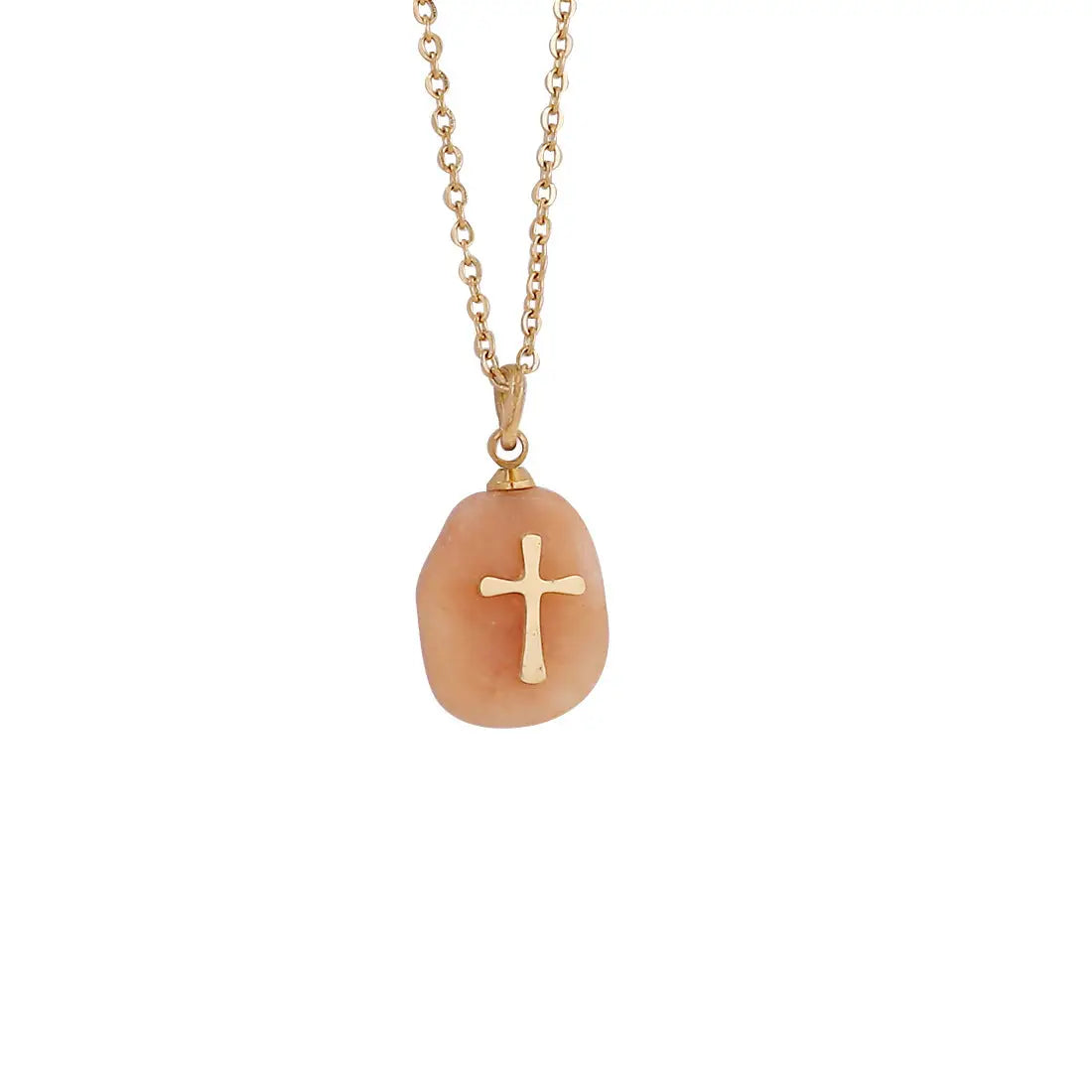 Natural Stone Cross Necklace