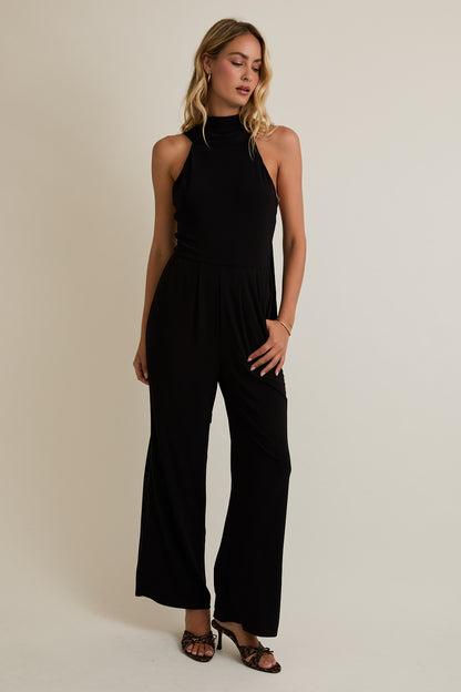 The Back Tie Affair Mock Neck Jumpsuit