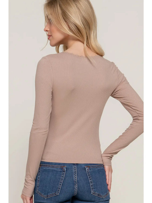 Delicate Detail Ribbed Top