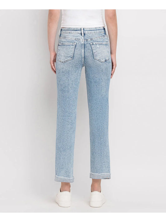 Lovervet Tummy Control High Rise Cuff Slim Straight Jeans