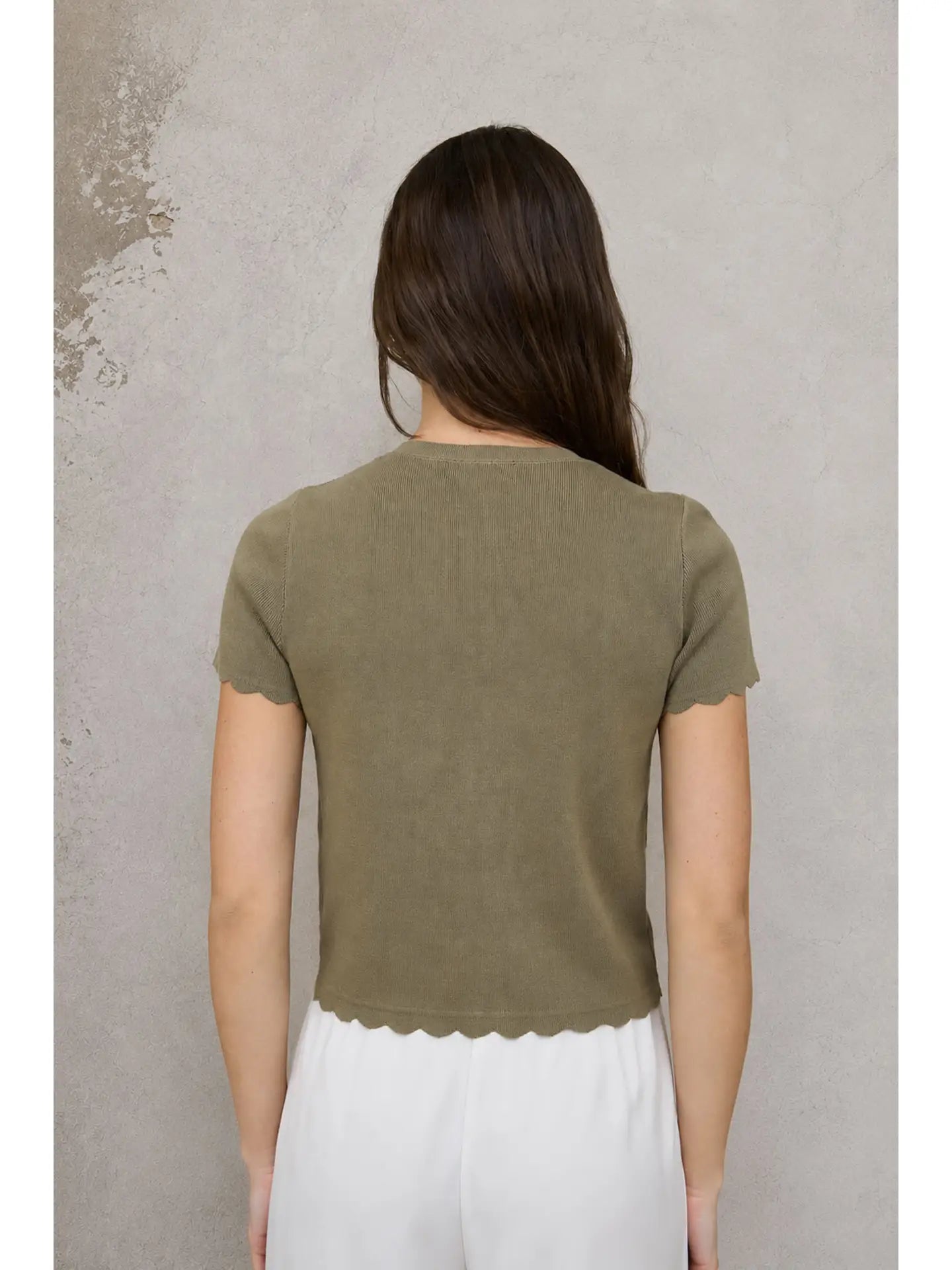 The Everly Scallop Short Sleeve Cardigan