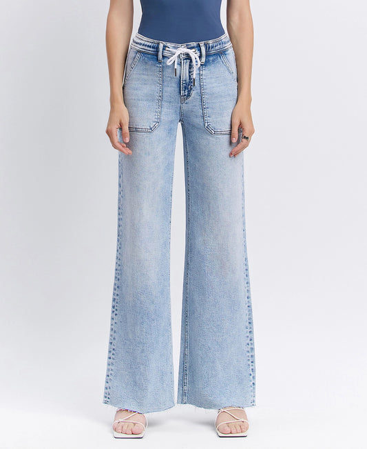 The Traveler Wide Leg Drawstring Denim