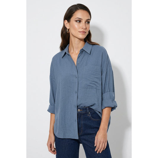Blue Horizon Button-Up Blouse