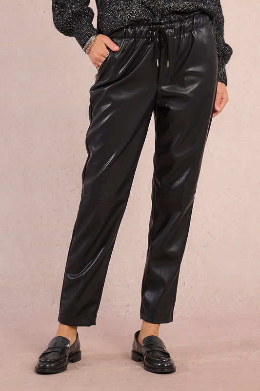 Molly Bracken | Faux Leather Tie Waist Pants