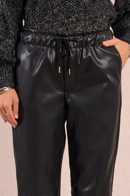 Molly Bracken | Faux Leather Tie Waist Pants