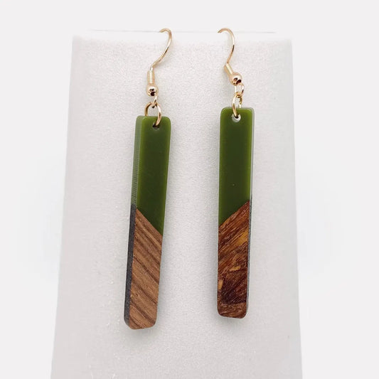 Wood & Resin Pendant Earrings