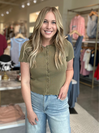 The Everly Scallop Short Sleeve Cardigan