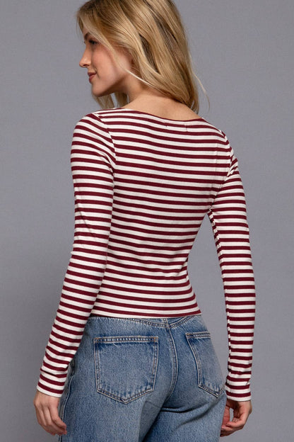 The Bordeaux Stripe Top
