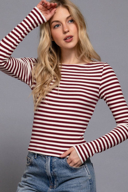 The Bordeaux Stripe Top