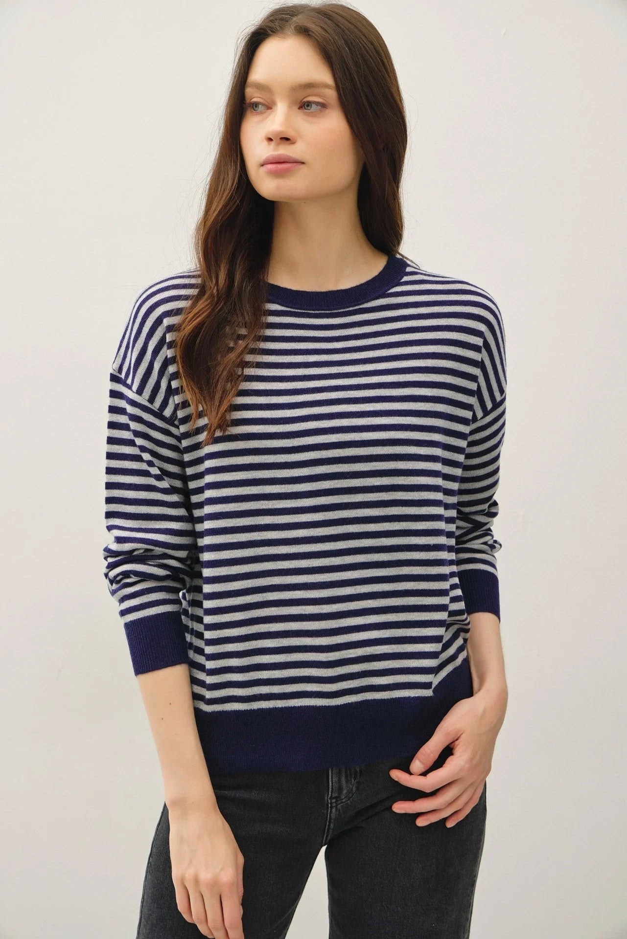 Wool Blend Soft Striped Sweater