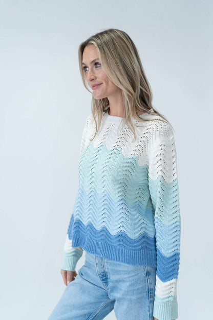 Six/Fifty | Ariella Scalloped Crochet Sweater
