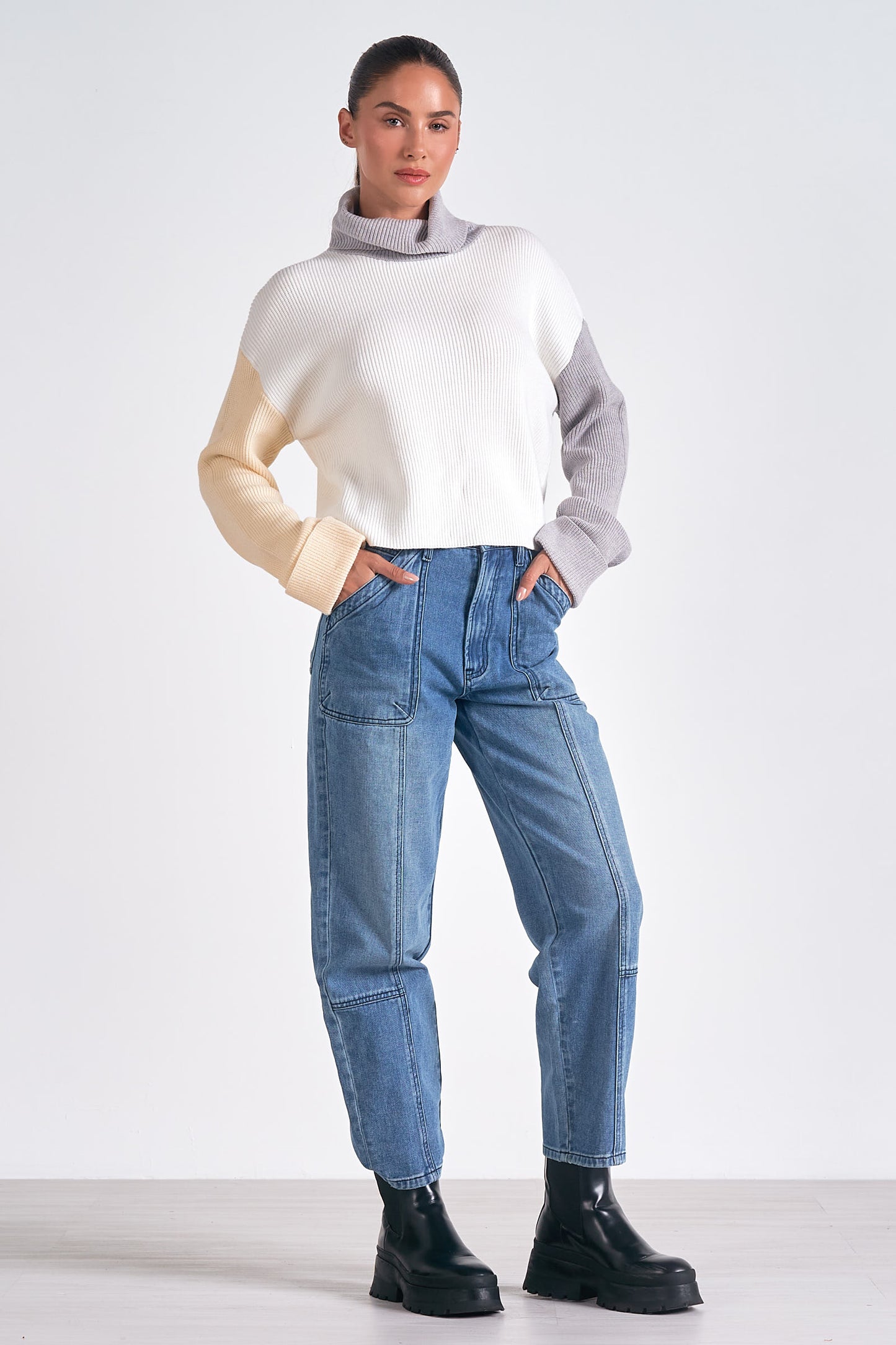 Elan The Neutral Block Turtleneck