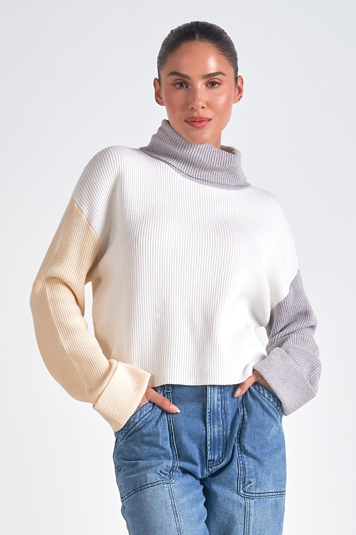 Elan The Neutral Block Turtleneck