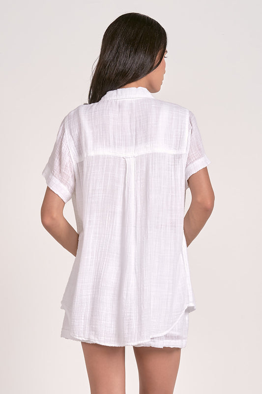 Elan | Soft Cotton Gauze Button Up Shirt