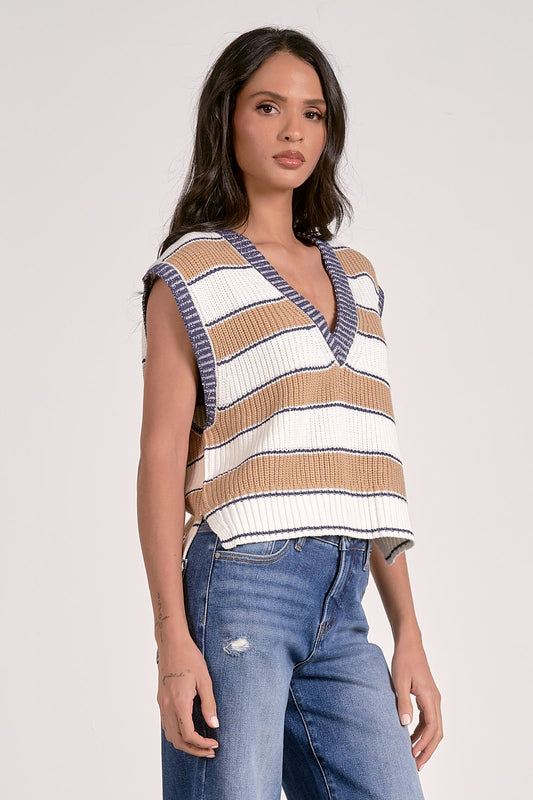 Elan | The Varsity Stripe Sweater Vest