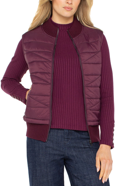 Liverpool Sleeveless Quilted Front Full Zip Sweater Vest