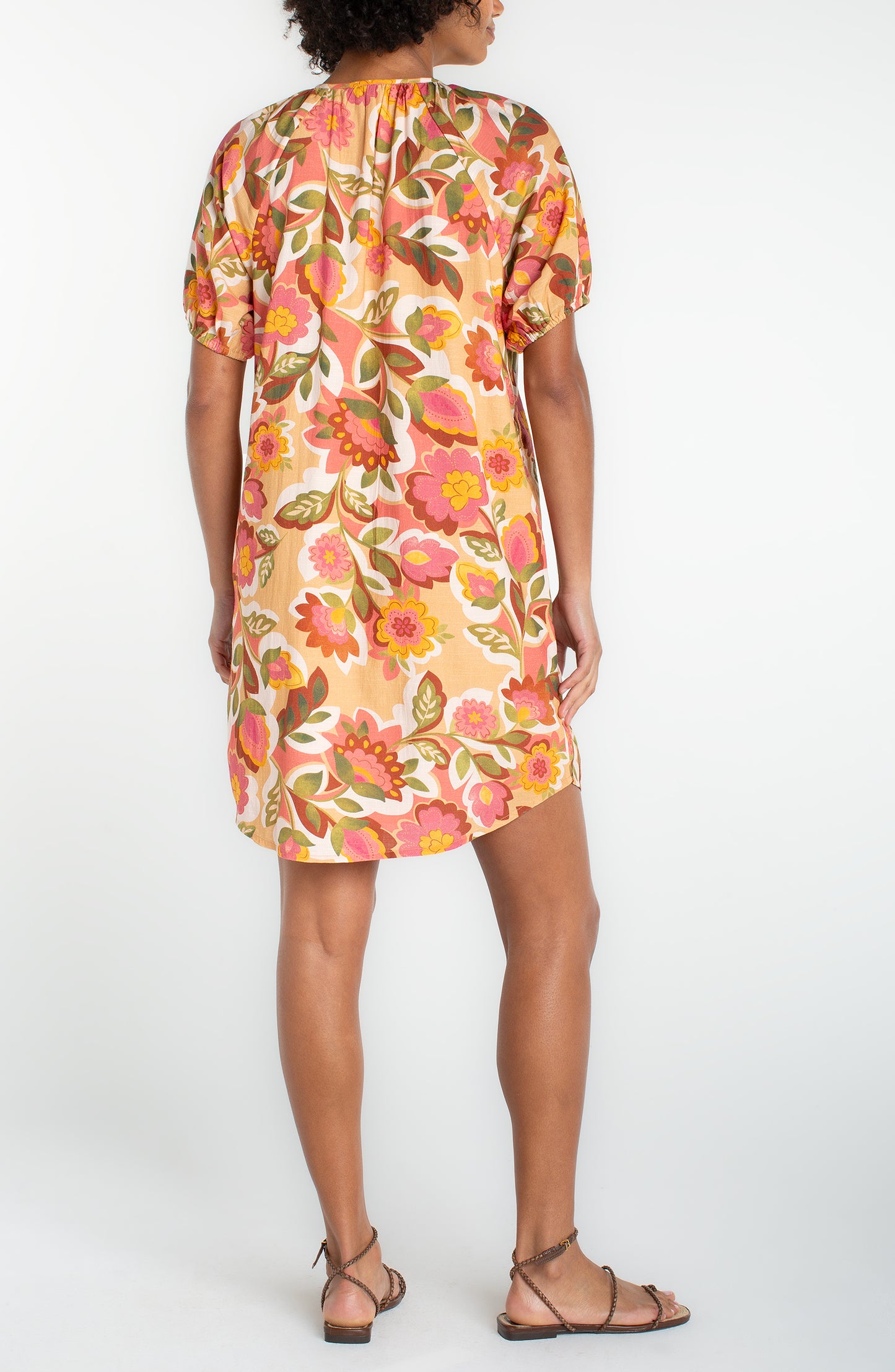 Liverpool | Short Sleeve Shirred Button Front Woven Dress
