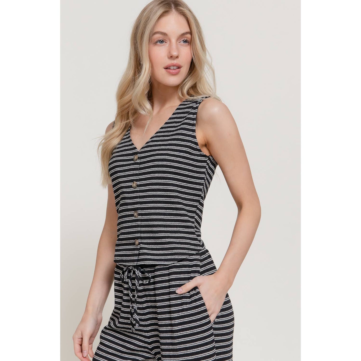 Harbor Stripe Button Tank